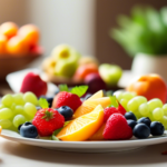 Vibrant and nutritious heart-healthy meal featuring a variety of colorful fruits, vegetables, lean proteins, and whole grains arranged on a plate, bathed in bright natural light