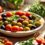 Delicious and Nutritious Mediterranean-inspired Meal with Fresh Tomatoes, Greens, and Olives - Experience the Health and Vitality of the Mediterranean Diet