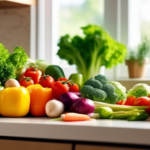 Organized containers filled with fresh vegetables, lean proteins, and healthy fats on a kitchen countertop, bathed in bright natural light for Paleo meal prep