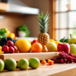 Vibrant and wholesome vegan meal ingredients arranged on a wooden cutting board in a sunlit kitchen scene